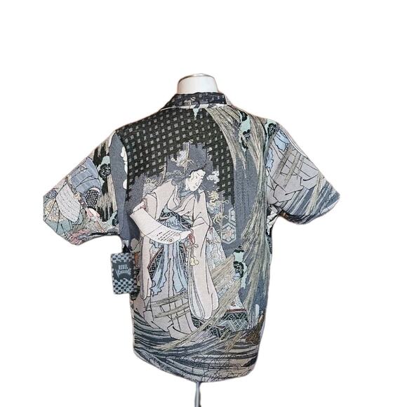 Rebel Vengeance LARGE All Over Print Japanese Samurai Skull Short Sleeve Jacket - Picture 3 of 14